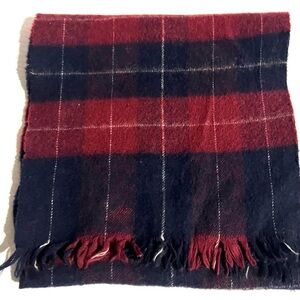 Plaid Scarf in Red and Blue 100% pure Lambswool 45” x 11”
